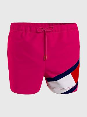 Tommy Hilfiger Flag Mid Cut Cut Cut Length Drawstring Shorts Mayo Erkek Pembe | TH437ZIH