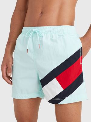 Tommy Hilfiger Flag Mid Cut Cut Cut Length Drawstring Shorts Mayo Erkek Mavi | TH978RYG