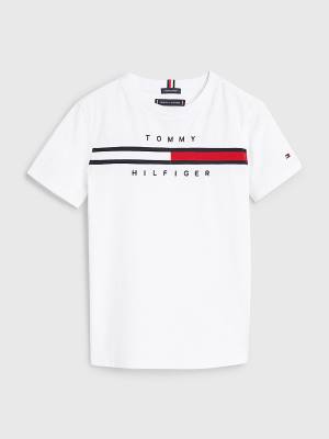 Tommy Hilfiger Flag Rib Insert Tişört Erkek Çocuk Beyaz | TH185RQH