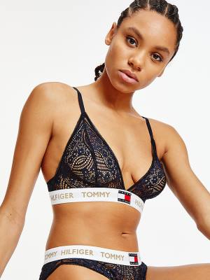 Tommy Hilfiger Floral Dantel Triangle Bralette İç Giyim Kadın Mavi | TH127OLP