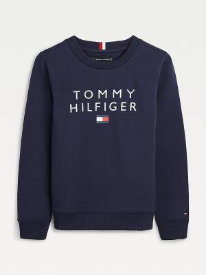 Tommy Hilfiger Front Logo Sweatshirt Erkek Çocuk Mavi | TH321XUZ