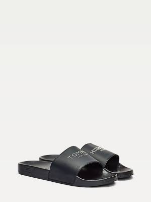 Tommy Hilfiger Glitter Logo Pool Slides Sandalet Kadın Mavi | TH146MKE