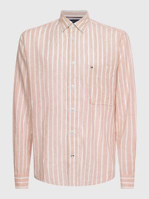 Tommy Hilfiger Gündelik Stripe Gömlek Erkek Pembe | TH310DWM