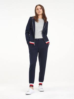 Tommy Hilfiger Heritage Contrast Stripe Joggers Pantolon Kadın Mavi | TH769GBZ