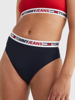 Tommy Hilfiger High Belli Cheeky Bikini Bottoms Mayo Kadın Mavi | TH750XHU