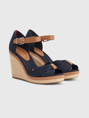 Tommy Hilfiger Iconic High Wedge Espadril Sandalet Kadın Mavi | TH360HUN