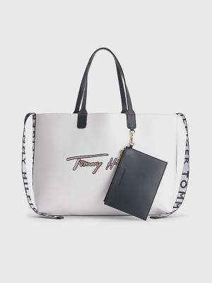 Tommy Hilfiger Iconic Signature Tote Çanta Kadın Beyaz | TH021SFH