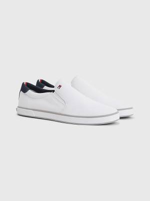 Tommy Hilfiger Iconic Slip-On Kanvas Spor Ayakkabı Erkek Beyaz | TH580IPL