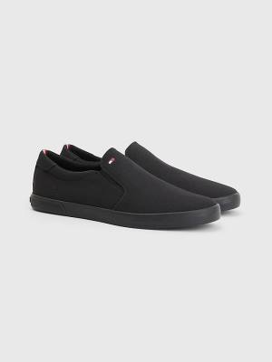 Tommy Hilfiger Iconic Slip-On Kanvas Spor Ayakkabı Erkek Siyah | TH901NEK