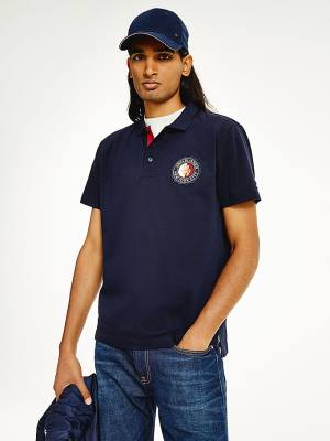 Tommy Hilfiger Icons Organic Pamuklu Regular Fit Polo Yaka Tişört Erkek Mavi | TH247AJX