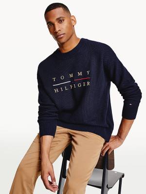 Tommy Hilfiger Icons Oversized Structured Jumper Kazak Erkek Mavi | TH153TJH