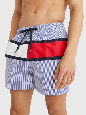 Tommy Hilfiger Ithaca Stripe Colour-Blocked Mid Cut Cut Cut Length Shorts Mayo Erkek Mavi | TH143GIA