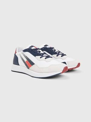 Tommy Hilfiger Krampon Mixed Texture Flag Spor Ayakkabı Erkek Mavi | TH539RWS