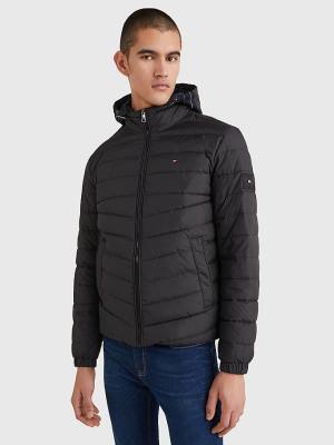 Tommy Hilfiger Kukuletalı Tape Puffer Ceket Erkek Siyah | TH513IQK