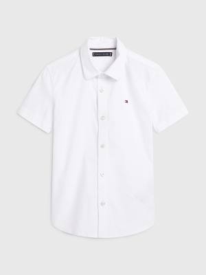 Tommy Hilfiger Kısa Sleeve Stretch Oxford Gömlek Erkek Çocuk Beyaz | TH539WZU