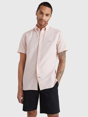 Tommy Hilfiger Kısa Sleeve Tapered Regular Fit Gömlek Erkek Pembe | TH957QYC