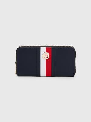 Tommy Hilfiger Large Zip-Around Signature Cüzdan Kadın Mavi | TH124XRQ