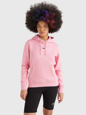 Tommy Hilfiger Linear Logo Kapüşonlu Sweatshirt Kadın Pembe | TH823VBF