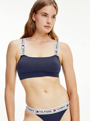 Tommy Hilfiger Logo Askılı Bralette İç Giyim Kadın Mavi | TH627VTQ