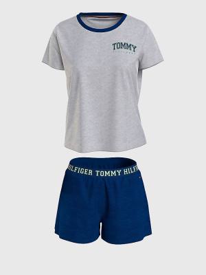 Tommy Hilfiger Logo Contrast Trim Kısa Set Pijama Kadın Bej Rengi | TH341EGJ