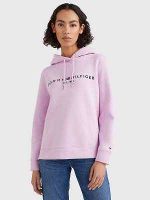 Tommy Hilfiger Logo Drawstring Regular Fit Kapüşonlu Sweatshirt Kadın Mor | TH168WEB