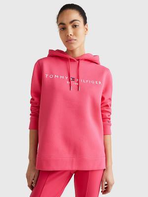 Tommy Hilfiger Logo Drawstring Regular Fit Kapüşonlu Sweatshirt Kadın Pembe | TH463HMV