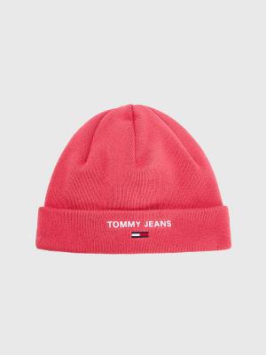 Tommy Hilfiger Logo Embroidery Beanie Şapka Kadın Kırmızı | TH046UZJ