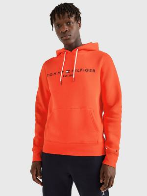 Tommy Hilfiger Logo Kapüşonlu Sweatshirt Erkek Kırmızı | TH716JUR