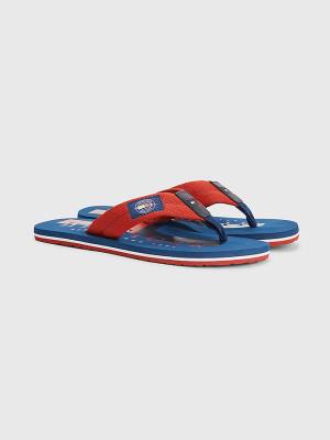 Tommy Hilfiger Logo Patch Flip-Flops Sandalet Erkek Kırmızı | TH308ROE