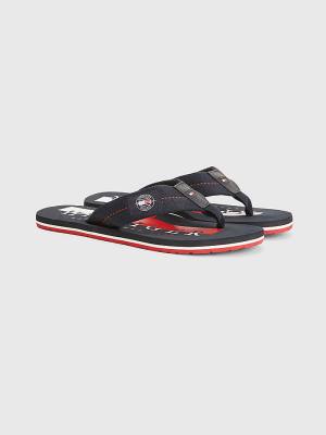 Tommy Hilfiger Logo Patch Flip-Flops Sandalet Erkek Mavi | TH583CUA