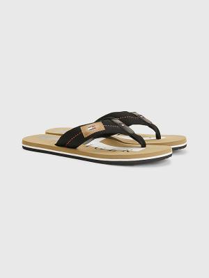 Tommy Hilfiger Logo Patch Flip-Flops Sandalet Erkek Siyah | TH862IPC