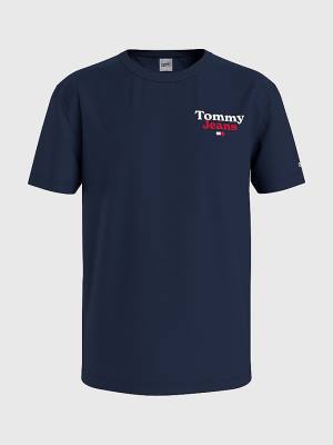 Tommy Hilfiger Logo Print Tişört Erkek Mavi | TH369ZRW