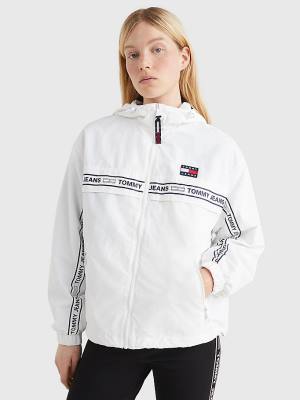 Tommy Hilfiger Logo Tape Chicago Windbreaker Ceket Kadın Beyaz | TH423QDJ