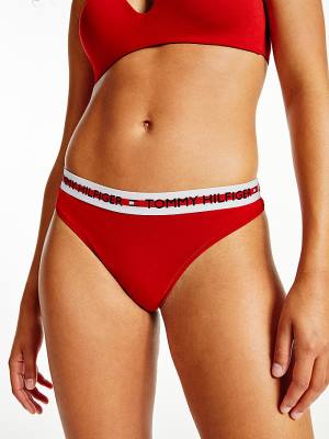 Tommy Hilfiger Logo Tape Stretch Tanga İç Giyim Kadın Kırmızı | TH341PWD