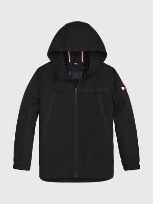 Tommy Hilfiger Logo Tape Zip-Thru Parka Ceket Erkek Çocuk Siyah | TH650PTI