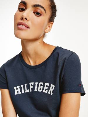 Tommy Hilfiger Logo Tişört Kadın Mavi | TH847VFW