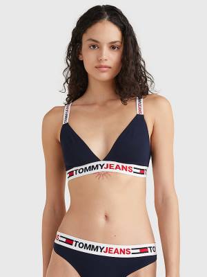 Tommy Hilfiger Logo Underband Triangle Bra İç Giyim Kadın Mavi | TH260DGL