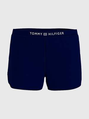 Tommy Hilfiger Logo Waistband Terry Shorts Mayo Kadın Mavi | TH596EDZ