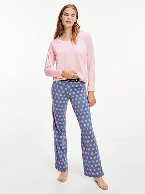 Tommy Hilfiger Long Sleeve Set Pijama Kadın Mavi | TH682UAL