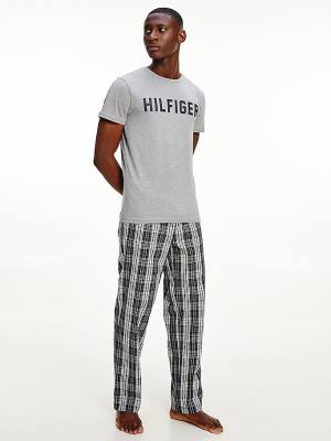 Tommy Hilfiger Lounge Logo Organic Pamuklu Pijama Erkek Gri | TH439TAJ