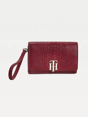 Tommy Hilfiger Medium Monogram Lock Snake Print Cüzdan Kadın Kırmızı | TH207KCM