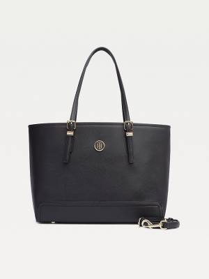 Tommy Hilfiger Medium Monogram Logo Tote Çanta Kadın Siyah | TH042DOG