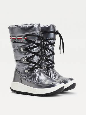 Tommy Hilfiger Metallic Dantel-Up Snow Bot Kiz Çocuk Gümüş | TH856ADM