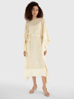 Tommy Hilfiger Metallic Stripe Kaftan Elbise Kadın Beyaz | TH219TSW