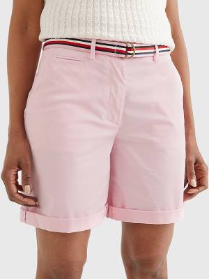 Tommy Hilfiger Mid Cut Cut Cut Rise Chino Şort Kadın Pembe | TH495TYN