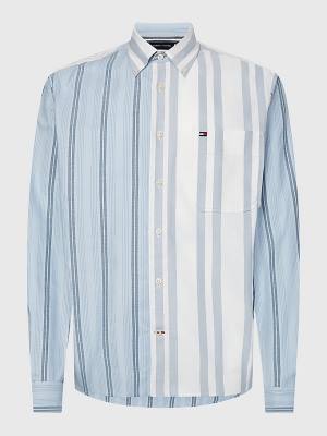 Tommy Hilfiger Mixed Stripe Oxford Gömlek Erkek Mavi | TH546RJD