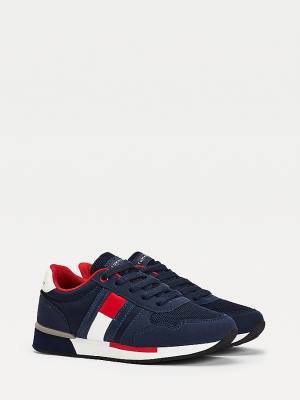 Tommy Hilfiger Mixed Texture Dantel-Up Spor Ayakkabı Erkek Çocuk Mavi | TH281TFO