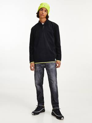 Tommy Hilfiger Mock Turtleneck Relaxed Long Sleeve Tişört Erkek Siyah | TH759QSJ