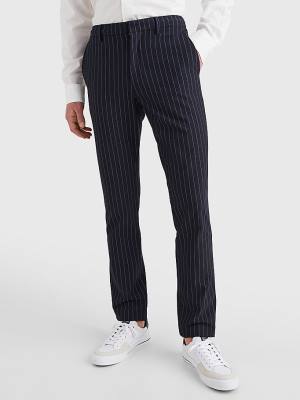 Tommy Hilfiger Modern Bleecker Stripe Slim Pantolon Erkek Mavi | TH870PDA