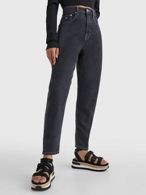 Tommy Hilfiger Mom Ultra High Rise Tapered Black Jean Pantolon Kadın Denim | TH820WBM